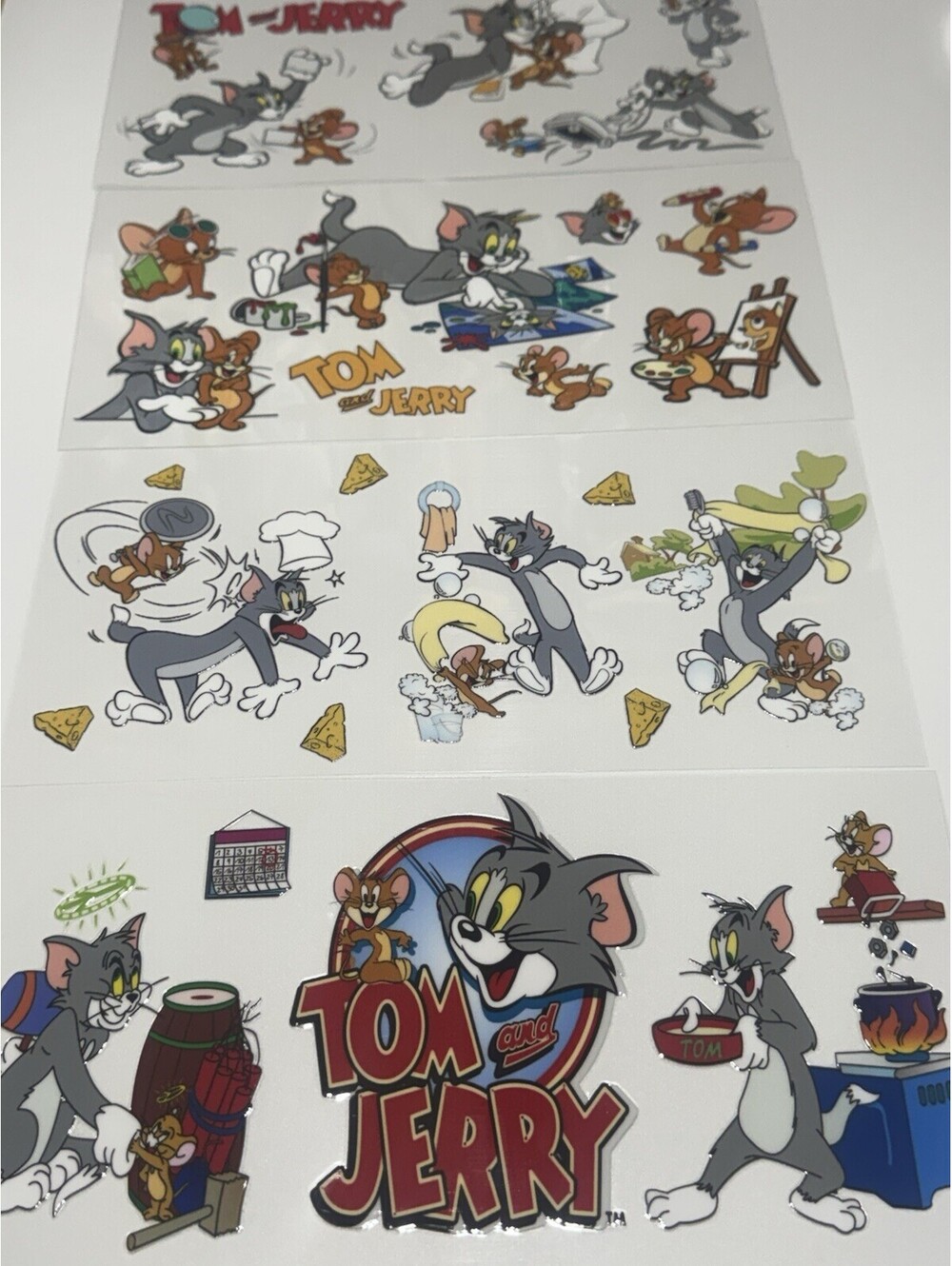 4 Cup Wraps Tom and Jerry Theme UV DTF Assorted Set NEW Cat Mouse